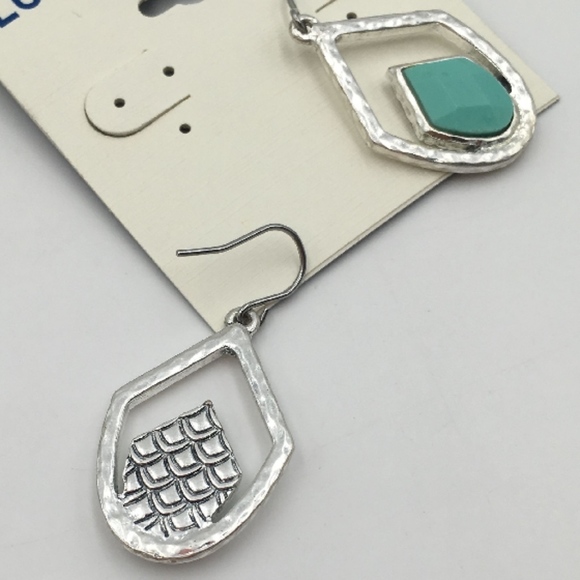Lucky Brand Turquoise Drop Earring in Silver Tone - Picture 2 of 4